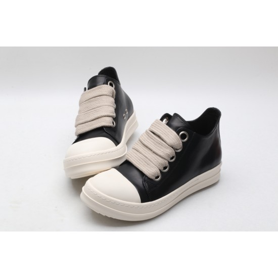 Rick Owens Luxor Low-Top Leather Sneakers Black Milk