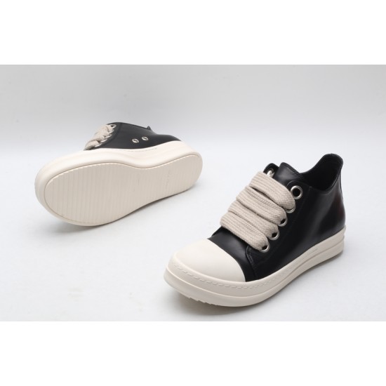 Rick Owens Luxor Low-Top Leather Sneakers Black Milk