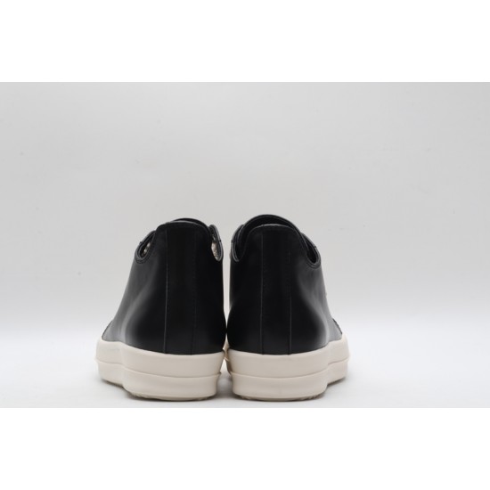 Rick Owens Luxor Low-Top Leather Sneakers Black Milk