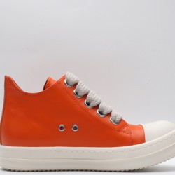 Rick Owens Luxor Low-Top Leather Sneakers Orange Milk