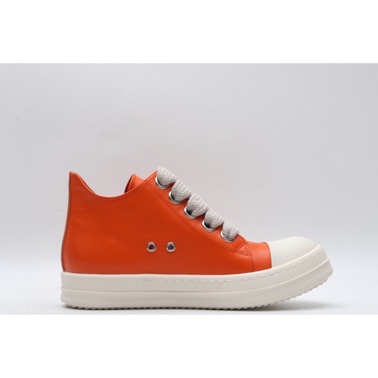 Rick Owens Luxor Low-Top Leather Sneakers Orange Milk