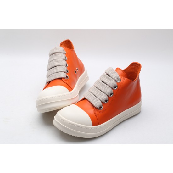 Rick Owens Luxor Low-Top Leather Sneakers Orange Milk