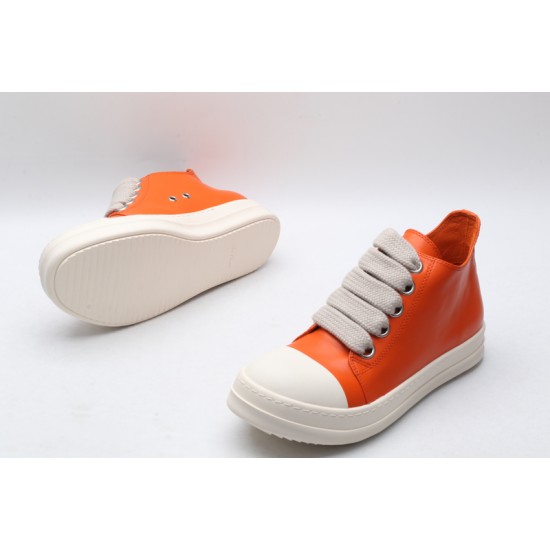 Rick Owens Luxor Low-Top Leather Sneakers Orange Milk