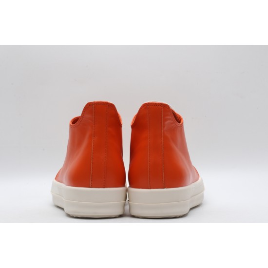 Rick Owens Luxor Low-Top Leather Sneakers Orange Milk