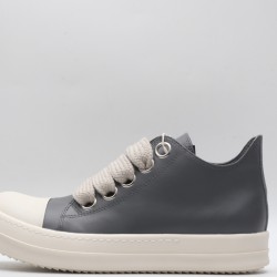 Rick Owens Luxor Low-Top Leather Sneakers Grey