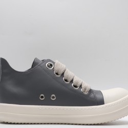 Rick Owens Luxor Low-Top Leather Sneakers Grey