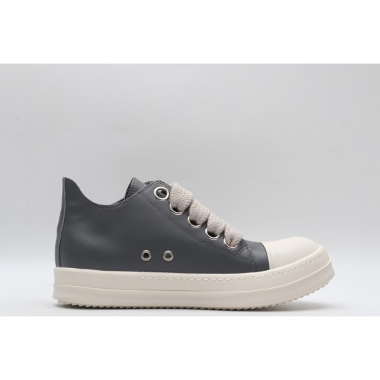 Rick Owens Luxor Low-Top Leather Sneakers Grey