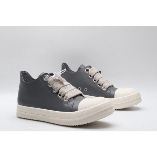 Rick Owens Luxor Low-Top Leather Sneakers Grey