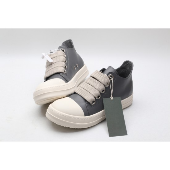 Rick Owens Luxor Low-Top Leather Sneakers Grey