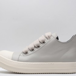 Rick Owens Luxor Low-Top Leather Sneakers Cool Grey