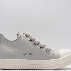 Rick Owens Luxor Low-Top Leather Sneakers Cool Grey