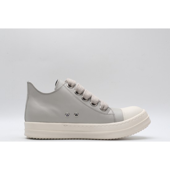 Rick Owens Luxor Low-Top Leather Sneakers Cool Grey