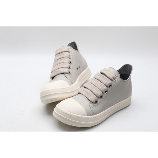 Rick Owens Luxor Low-Top Leather Sneakers Cool Grey