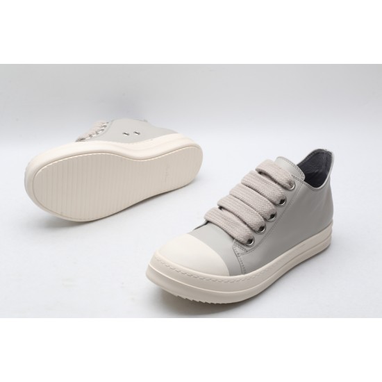 Rick Owens Luxor Low-Top Leather Sneakers Cool Grey