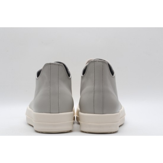 Rick Owens Luxor Low-Top Leather Sneakers Cool Grey