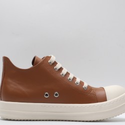 Rick Owens Luxor Low-Top Leather Sneakers Brown