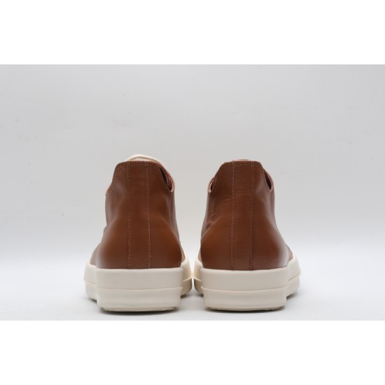 Rick Owens Luxor Low-Top Leather Sneakers Brown