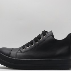 Rick Owens Luxor Low-Top Leather Sneakers Black