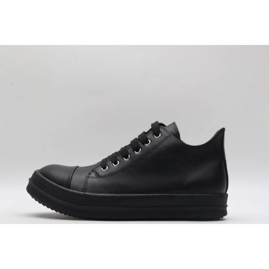 Rick Owens Luxor Low-Top Leather Sneakers Black