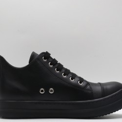 Rick Owens Luxor Low-Top Leather Sneakers Black