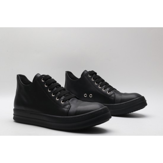 Rick Owens Luxor Low-Top Leather Sneakers Black