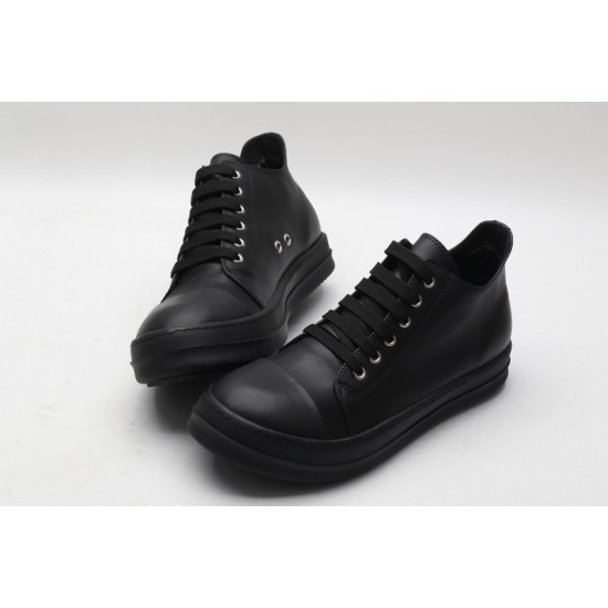 Rick Owens Luxor Low-Top Leather Sneakers Black