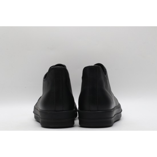 Rick Owens Luxor Low-Top Leather Sneakers Black