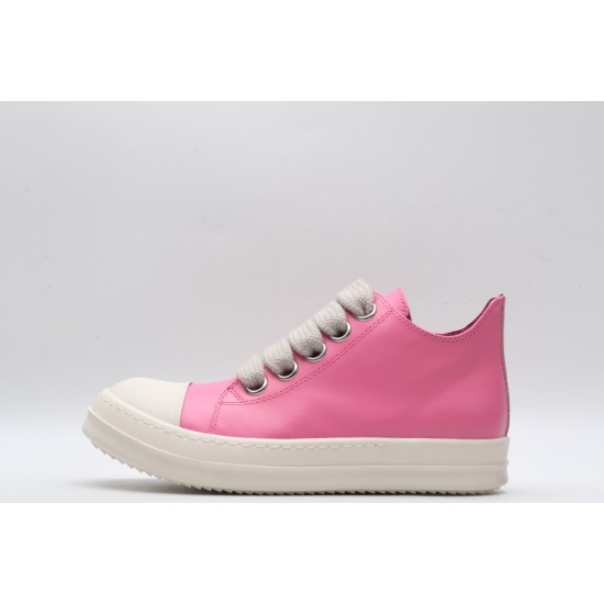 Rick Owens Luxor Low-Top Leather Sneakers Pink