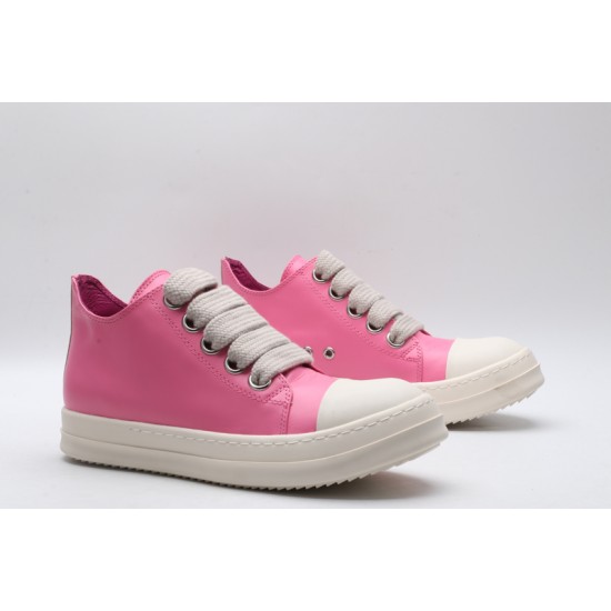 Rick Owens Luxor Low-Top Leather Sneakers Pink