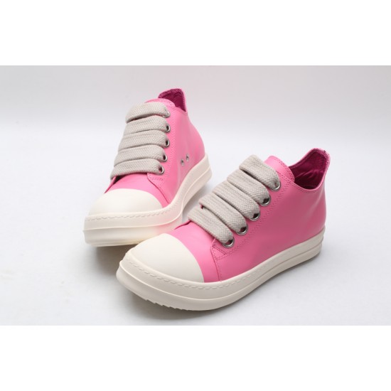 Rick Owens Luxor Low-Top Leather Sneakers Pink