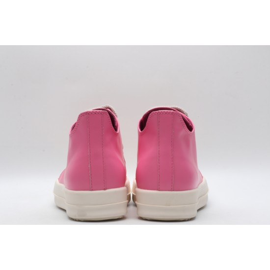 Rick Owens Luxor Low-Top Leather Sneakers Pink