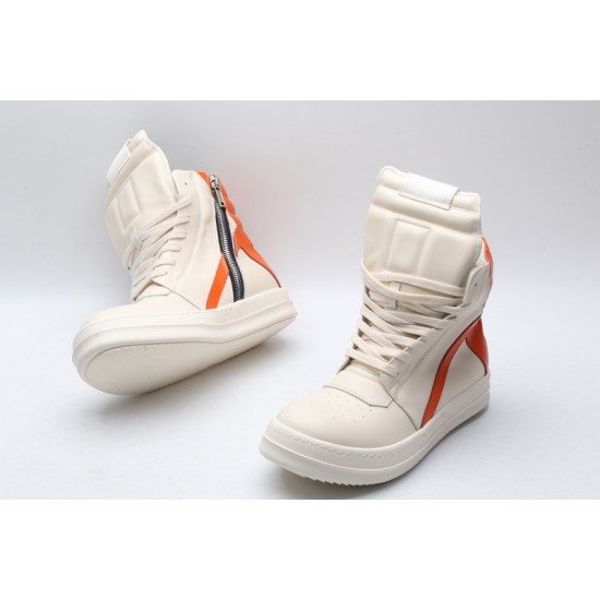 Rick Owens Geobasket Sneakers White Orange