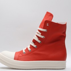 Rick Owens High-top Vegetable-Tanned Buffed Leather Orange