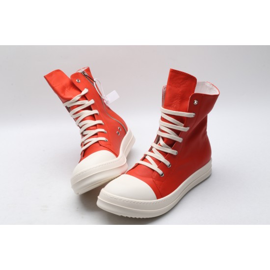 Rick Owens High-top Vegetable-Tanned Buffed Leather Orange