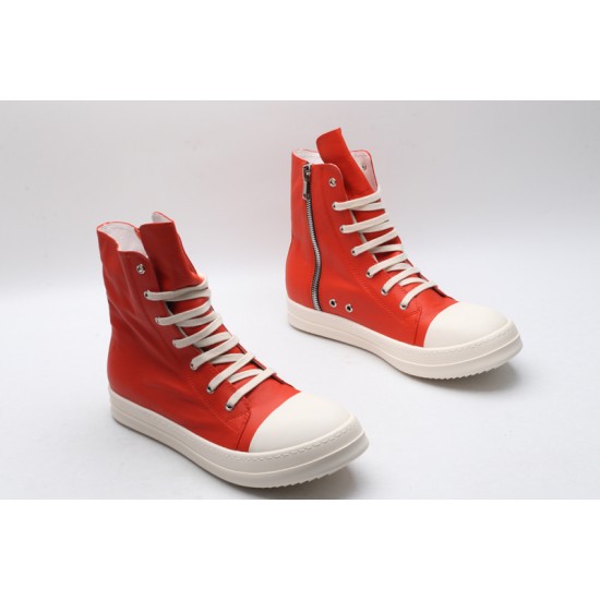 Rick Owens High-top Vegetable-Tanned Buffed Leather Orange