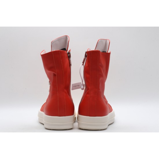 Rick Owens High-top Vegetable-Tanned Buffed Leather Orange