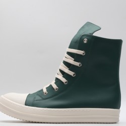 Rick Owens High-top Vegetable-Tanned Buffed Leather Green