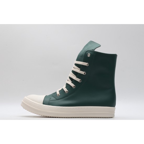 Rick Owens High-top Vegetable-Tanned Buffed Leather Green