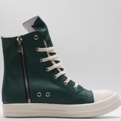 Rick Owens High-top Vegetable-Tanned Buffed Leather Green