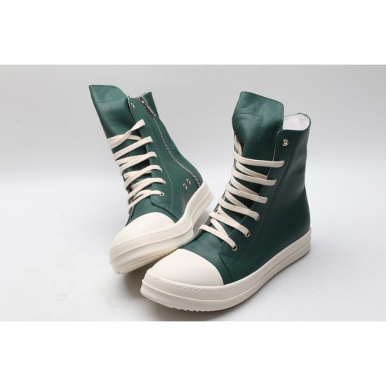 Rick Owens High-top Vegetable-Tanned Buffed Leather Green