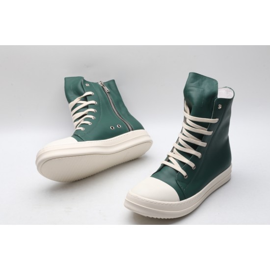 Rick Owens High-top Vegetable-Tanned Buffed Leather Green