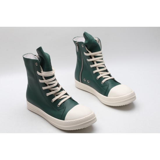 Rick Owens High-top Vegetable-Tanned Buffed Leather Green