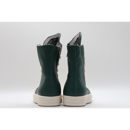 Rick Owens High-top Vegetable-Tanned Buffed Leather Green