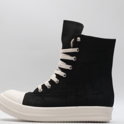 Rick Owens High-top Vegetable-Tanned Buffed Canvas Black