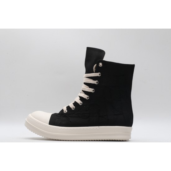 Rick Owens High-top Vegetable-Tanned Buffed Canvas Black