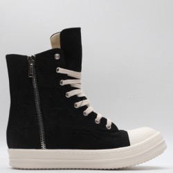 Rick Owens High-top Vegetable-Tanned Buffed Canvas Black