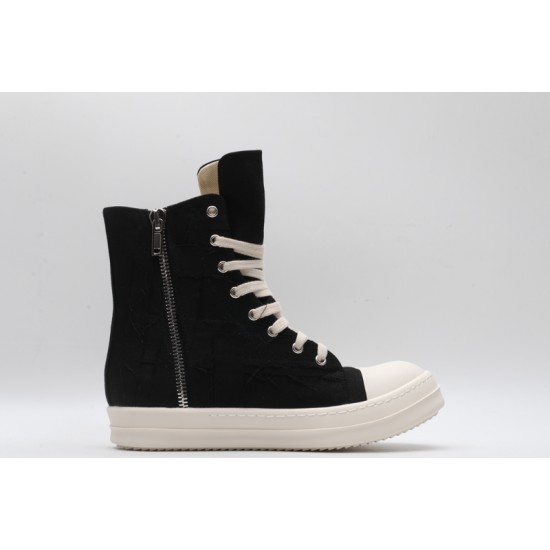 Rick Owens High-top Vegetable-Tanned Buffed Canvas Black