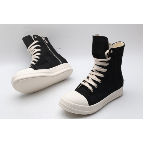 Rick Owens High-top Vegetable-Tanned Buffed Canvas Black