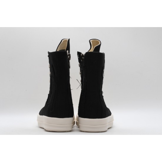 Rick Owens High-top Vegetable-Tanned Buffed Canvas Black