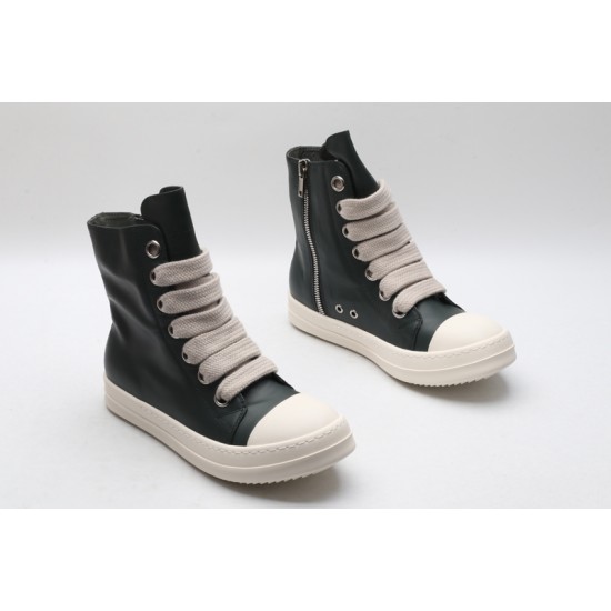 Rick Owens High-top Vegetable-Tanned Buffed Leather Dark Green